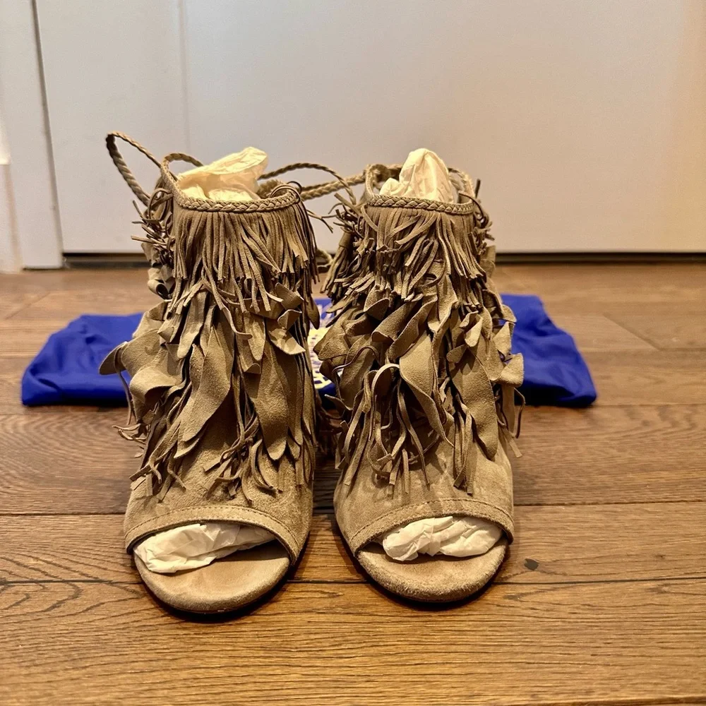 Aquazzura Gray Suede Pocahontas Sandal Bootie - Picture 2 of 6